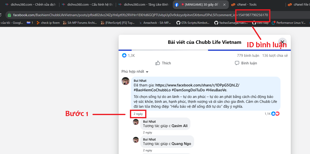 Hướng dẫn lấy UID comment